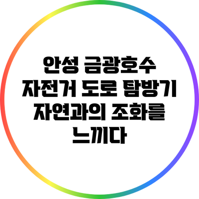 안성 금광호수 자전거 도로 탐방기: 자연과의 조화를 느끼다