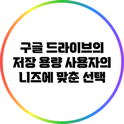 구글 드라이브의 저장 용량: 사용자의 니즈에 맞춘 선택