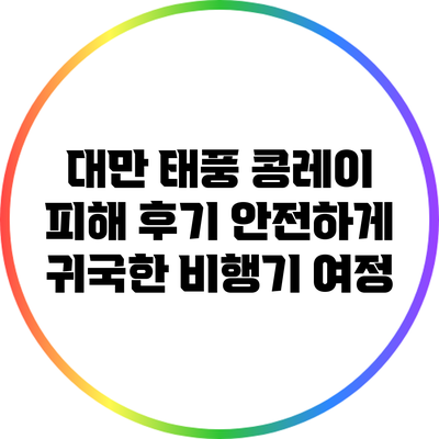 대만 태풍 콩레이 피해 후기: 안전하게 귀국한 비행기 여정