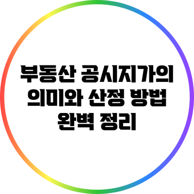 부동산 공시지가의 의미와 산정 방법 완벽 정리