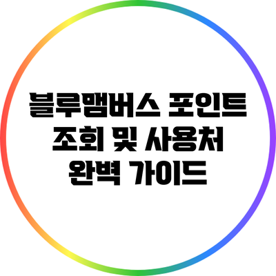 블루맴버스 포인트 조회 및 사용처 완벽 가이드