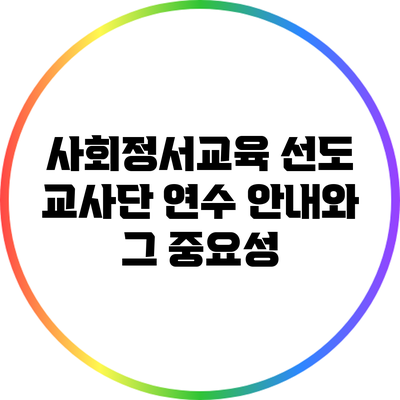 사회정서교육 선도 교사단 연수 안내와 그 중요성