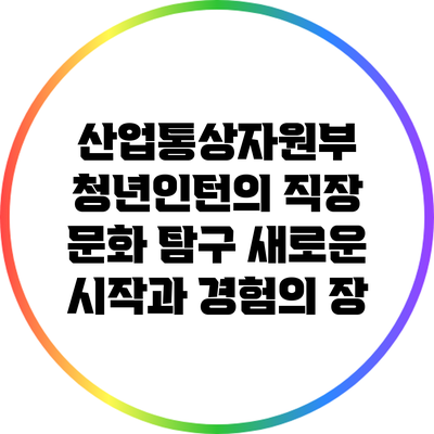 산업통상자원부 청년인턴의 직장 문화 탐구: 새로운 시작과 경험의 장