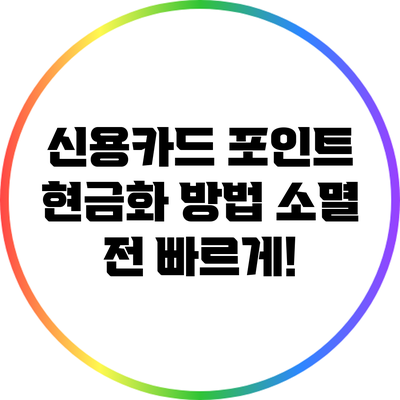 신용카드 포인트 현금화 방법: 소멸 전 빠르게!