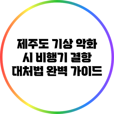 제주도 기상 악화 시 비행기 결항 대처법 완벽 가이드