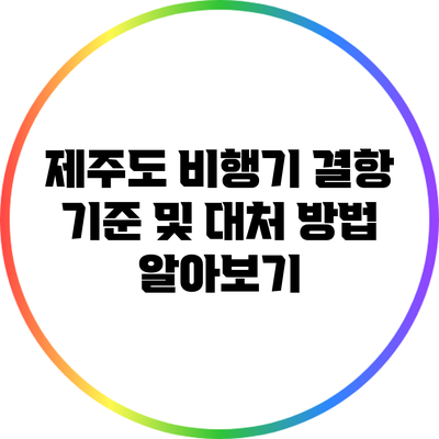 제주도 비행기 결항 기준 및 대처 방법 알아보기