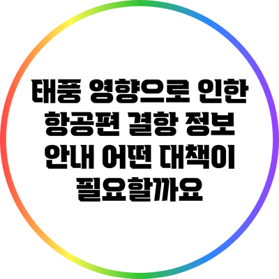 태풍 영향으로 인한 항공편 결항 정보 안내: 어떤 대책이 필요할까요?