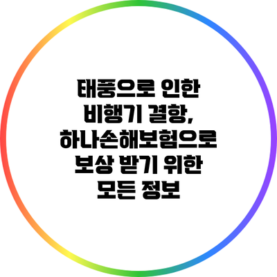 태풍으로 인한 비행기 결항, 하나손해보험으로 보상 받기 위한 모든 정보