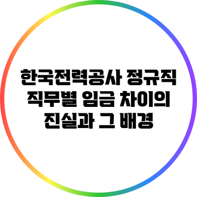 한국전력공사 정규직 직무별 임금 차이의 진실과 그 배경