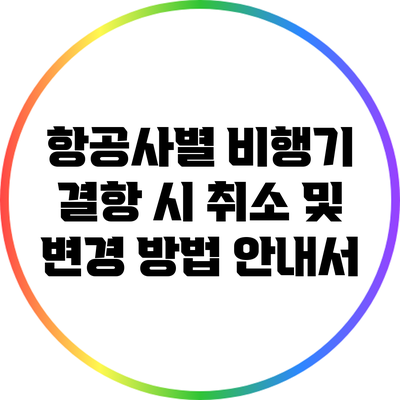 항공사별 비행기 결항 시 취소 및 변경 방법 안내서