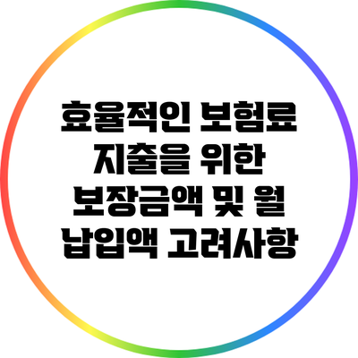 효율적인 보험료 지출을 위한 보장금액 및 월 납입액 고려사항