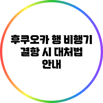 후쿠오카 행 비행기 결항 시 대처법 안내