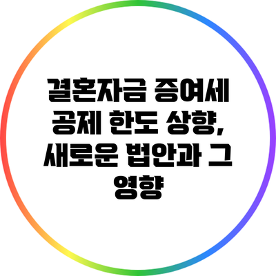 결혼자금 증여세 공제 한도 상향, 새로운 법안과 그 영향