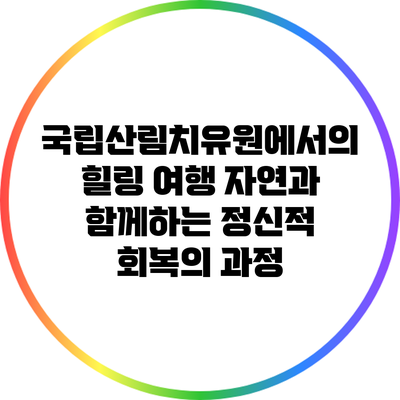 국립산림치유원에서의 힐링 여행: 자연과 함께하는 정신적 회복의 과정