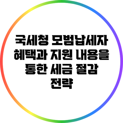 국세청 모범납세자 혜택과 지원 내용을 통한 세금 절감 전략