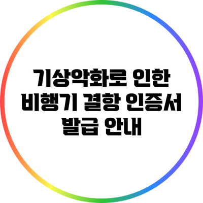 기상악화로 인한 비행기 결항 인증서 발급 안내