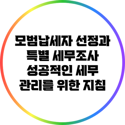 모범납세자 선정과 특별 세무조사: 성공적인 세무 관리를 위한 지침