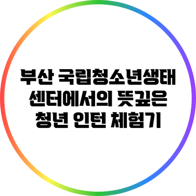 부산 국립청소년생태센터에서의 뜻깊은 청년 인턴 체험기