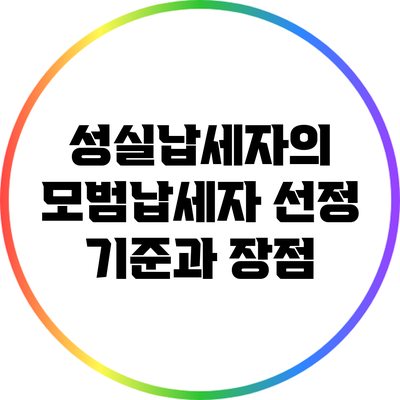 성실납세자의 모범납세자 선정 기준과 장점