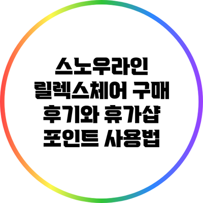 스노우라인 릴렉스체어 구매 후기와 휴가샵 포인트 사용법