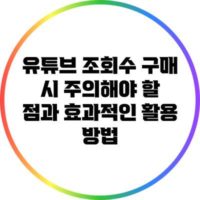 유튜브 조회수 구매 시 주의해야 할 점과 효과적인 활용 방법