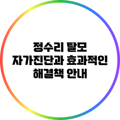 정수리 탈모 자가진단과 효과적인 해결책 안내