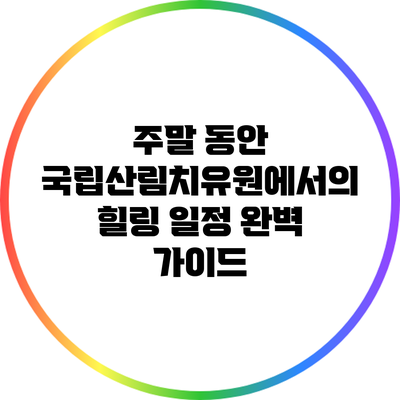 주말 동안 국립산림치유원에서의 힐링 일정 완벽 가이드