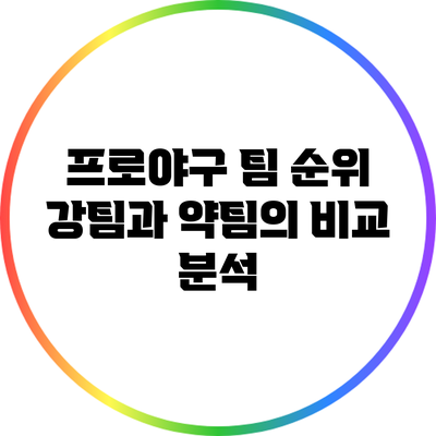 프로야구 팀 순위: 강팀과 약팀의 비교 분석