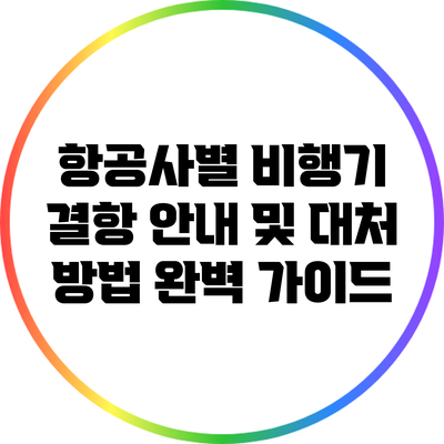 항공사별 비행기 결항 안내 및 대처 방법 완벽 가이드