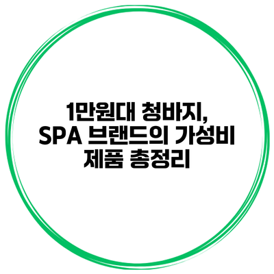 1만원대 청바지, SPA 브랜드의 가성비 제품 총정리