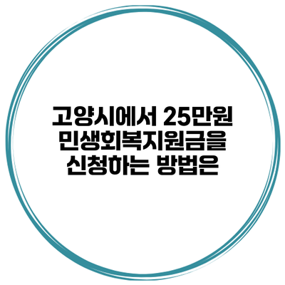 고양시에서 25만원 민생회복지원금을 신청하는 방법은?