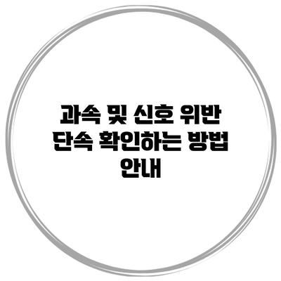 과속 및 신호 위반 단속 확인하는 방법 안내