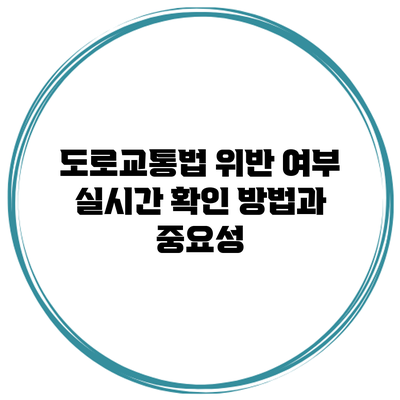 도로교통법 위반 여부 실시간 확인 방법과 중요성