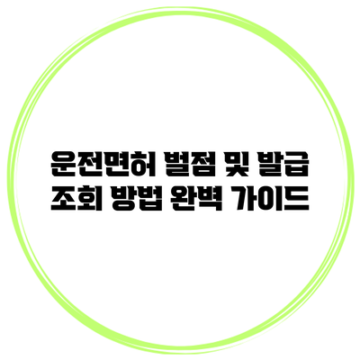 운전면허 벌점 및 발급 조회 방법 완벽 가이드