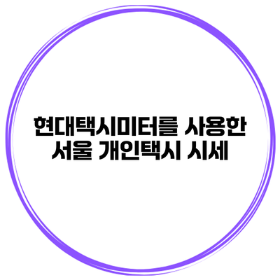 현대택시미터를 사용한 서울 개인택시 시세